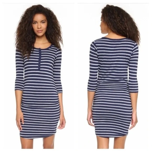 SUNDRY | women’s striped Henley Dress | size 2 (m/L) - Picture 2 of 7